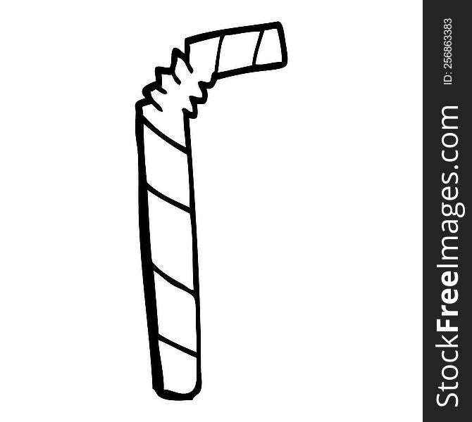 line drawing cartoon striped straw