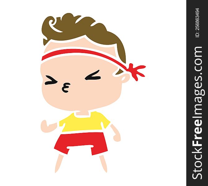 cartoon kawaii working out boy