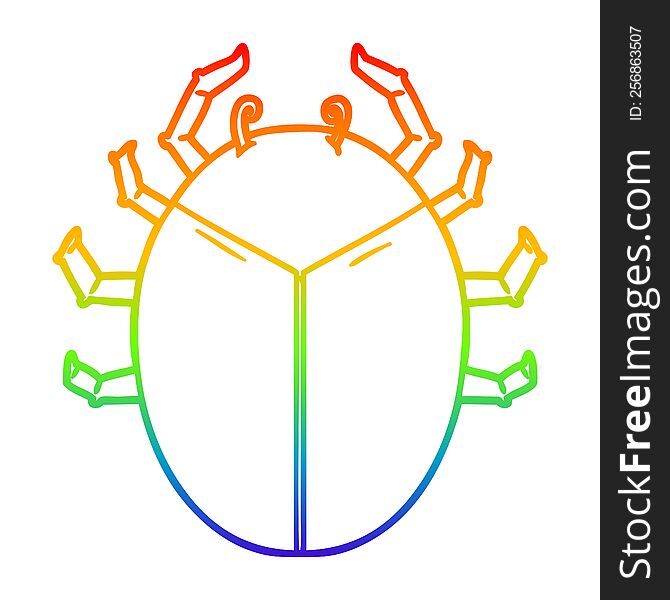 Rainbow Gradient Line Drawing Giant Bug Cartoon
