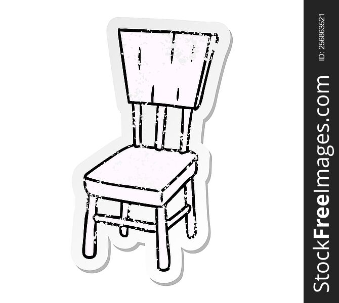 Distressed Sticker Cartoon Doodle Of A  Wooden Chair