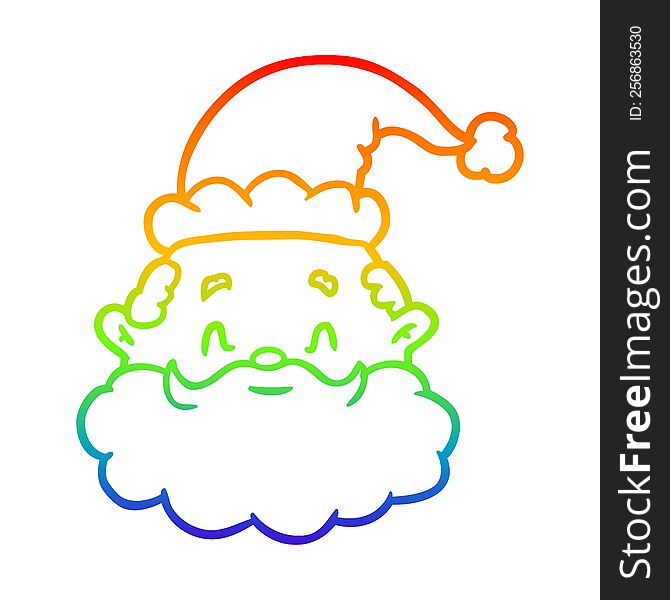 rainbow gradient line drawing of a santa claus face