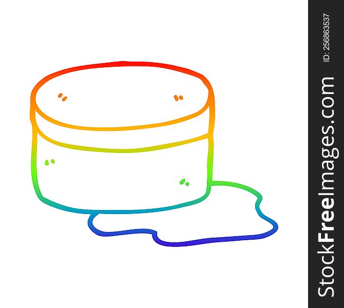 rainbow gradient line drawing of a cartoon beauty lotion tub