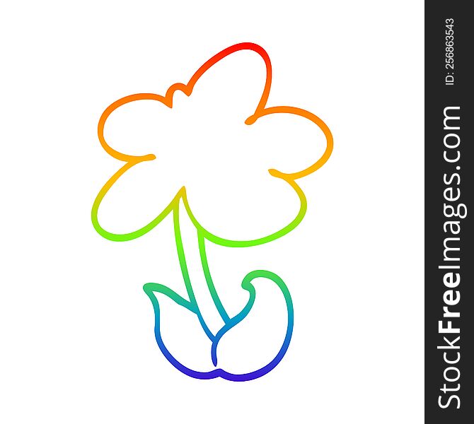 Rainbow Gradient Line Drawing Cute Cartoon Flower