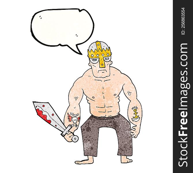 Speech Bubble Textured Cartoon Warrior