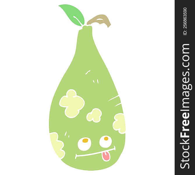 Flat Color Illustration Of A Cartoon Pear