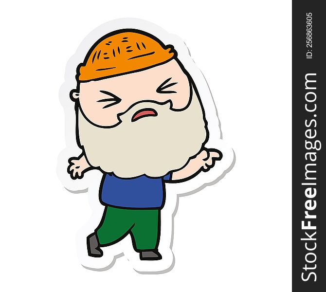Sticker Of A Cartoon Man With Beard
