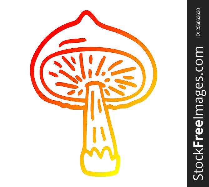 Warm Gradient Line Drawing Cartoon Mushroom