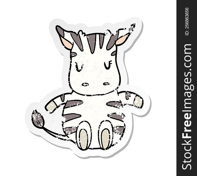 Distressed Sticker Of A Cartoon Zebra