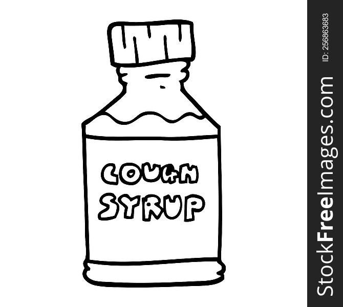 line drawing cartoon cough syrup