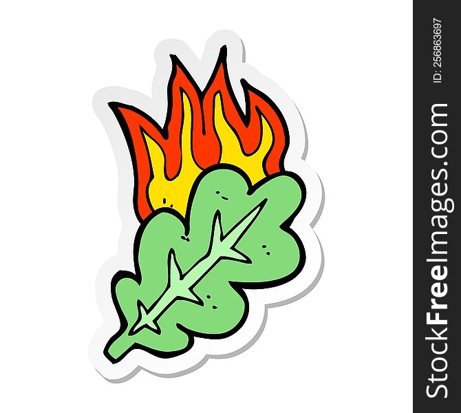 Sticker Of A Cartoon Burning Eaf Symbol