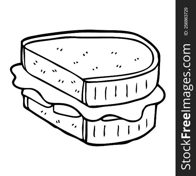line drawing cartoon loaded sandwich