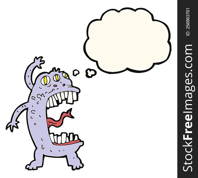 Cartoon Crazy Monster With Thought Bubble