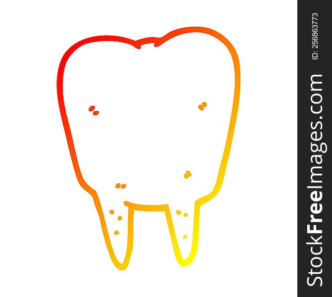 Warm Gradient Line Drawing Cartoon Tooth