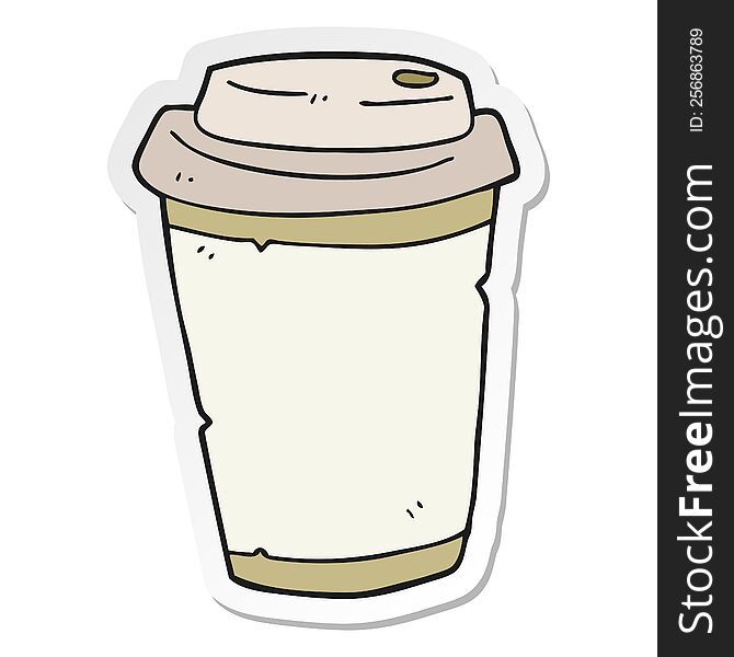 sticker of a cartoon take out coffee