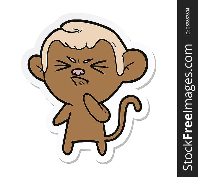 Sticker Of A Cartoon Angry Monkey