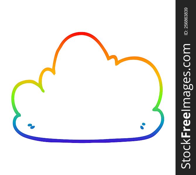 Rainbow Gradient Line Drawing Cartoon Cloud