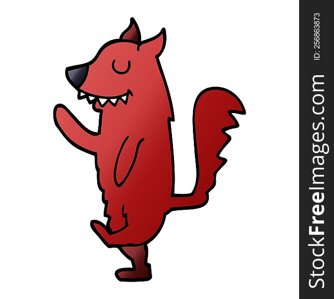 cartoon doodle fox walking
