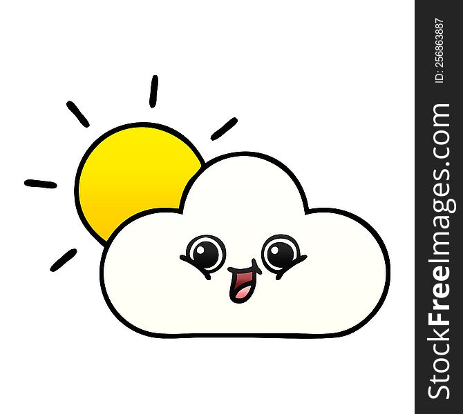 gradient shaded cartoon cloud and sunshine