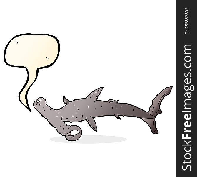 cartoon hammerhead shark with speech bubble