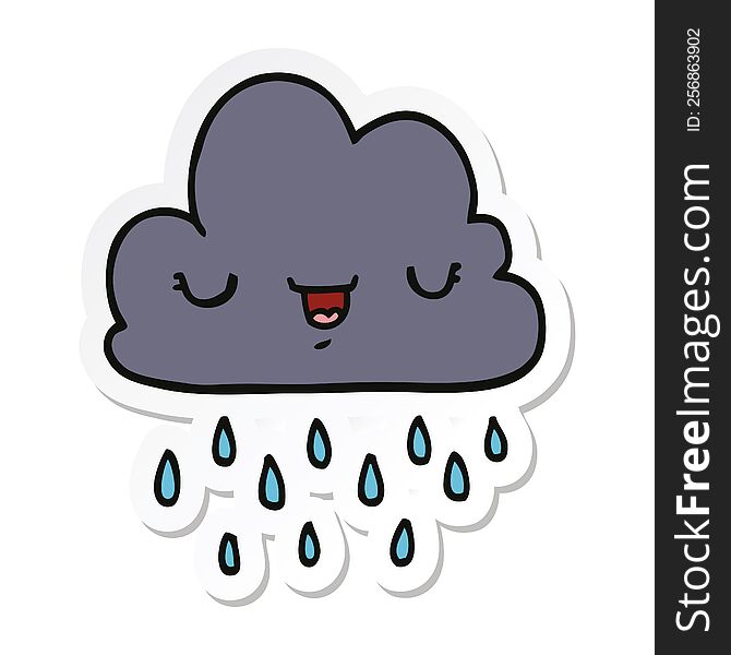 sticker of a cartoon storm cloud