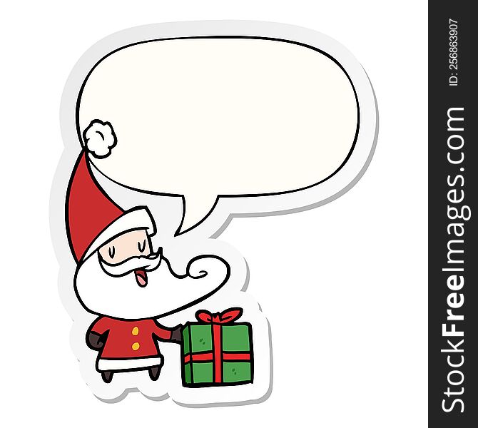 cartoon santa claus with speech bubble sticker