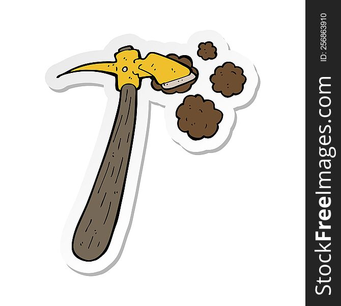 sticker of a cartoon pick axe