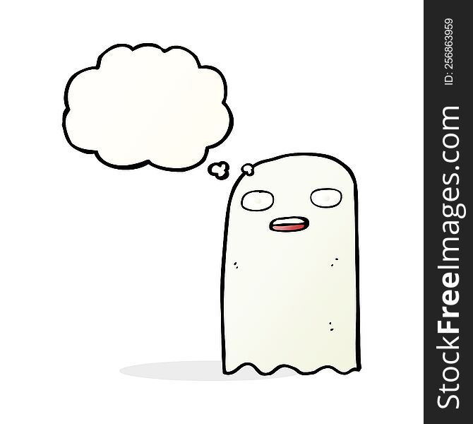 Funny Cartoon Ghost With Thought Bubble