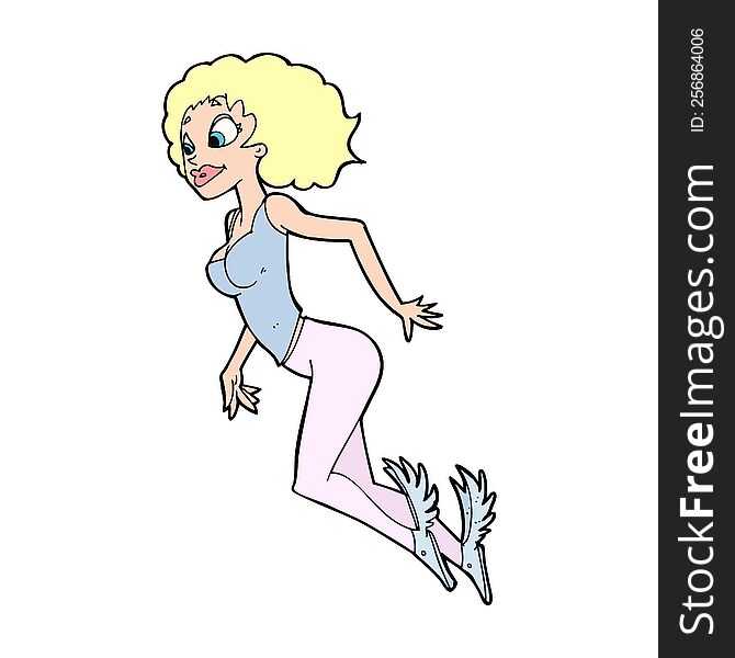 cartoon flying woman