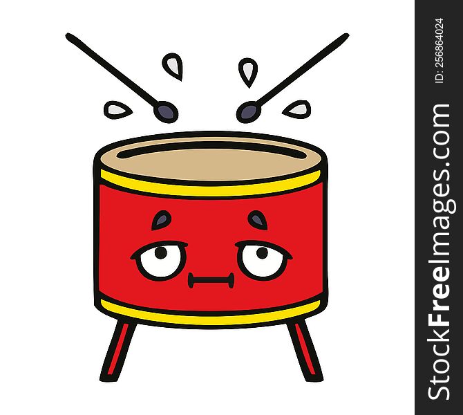 cute cartoon of a drum. cute cartoon of a drum