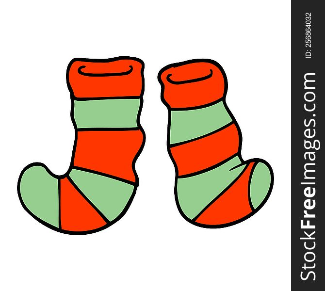 Cartoon Doodle Striped Socks