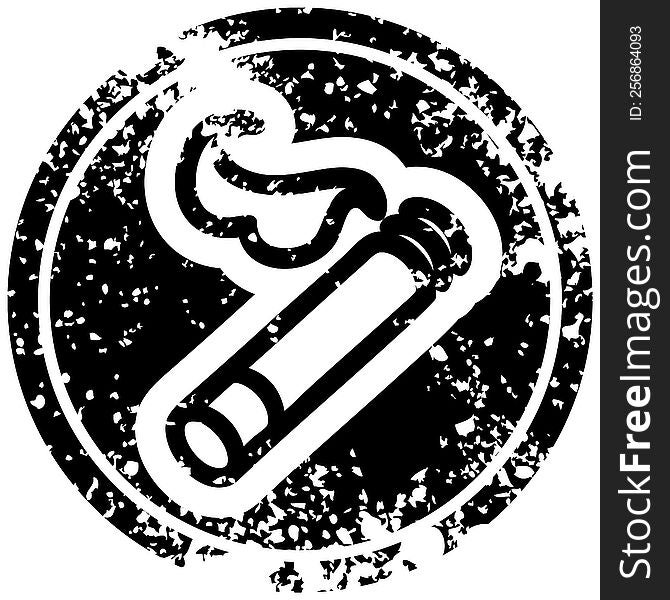 lit cigarette distressed icon symbol