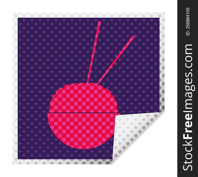 Rice bowl square peeling sticker vector illustration