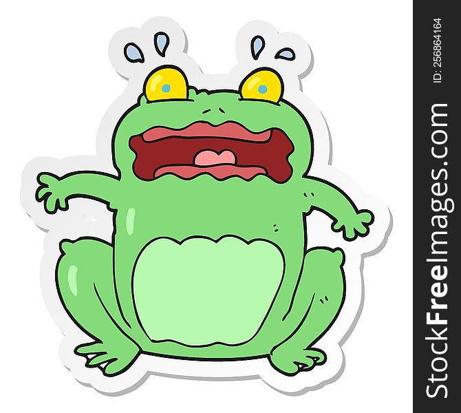 Sticker Of A Cartoon Funny Frightened Frog