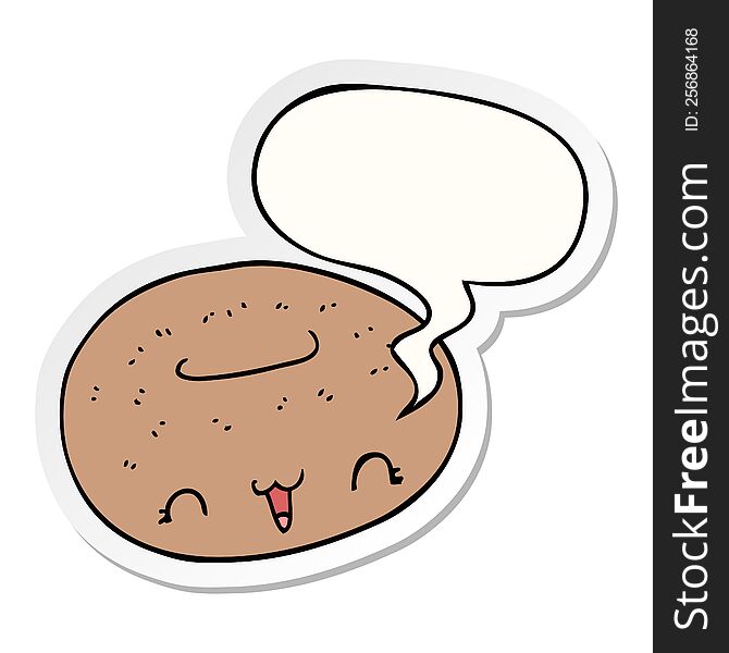Cute Cartoon Donut And Speech Bubble Sticker