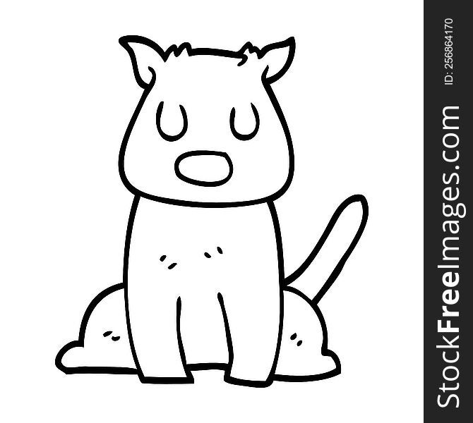 Line Drawing Cartoon Calm Dog