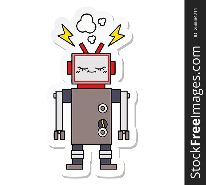 Sticker Of A Cute Cartoon Dancing Robot
