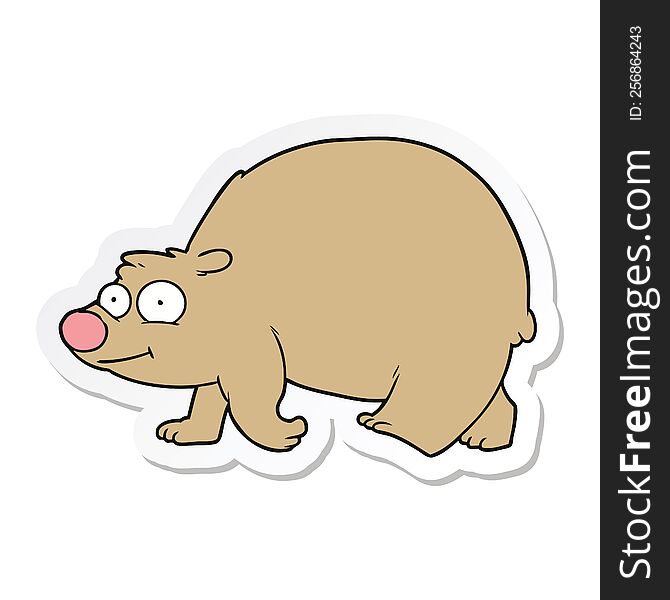 sticker of a cartoon walking bear