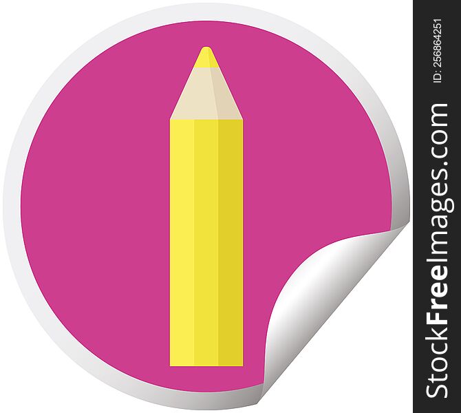 Yellow Coloring Pencil Graphic Circular Sticker