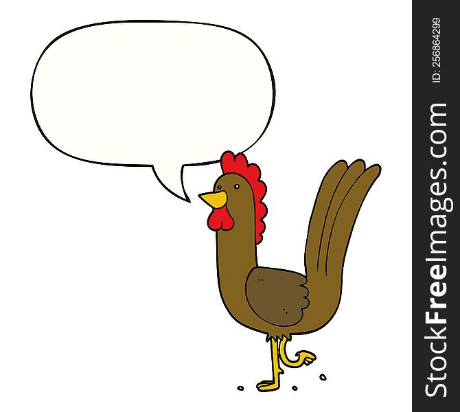 cartoon rooster with speech bubble. cartoon rooster with speech bubble