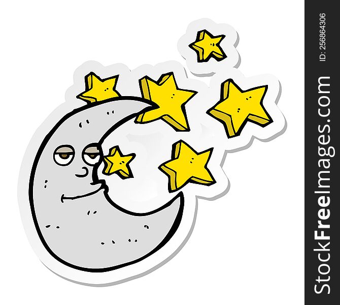 sticker of a happy cartoon moon