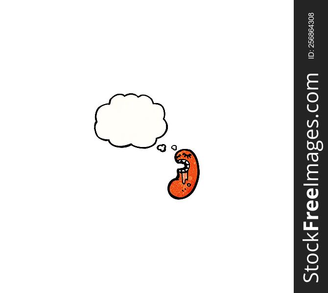 cartoon baked bean with thought bubble