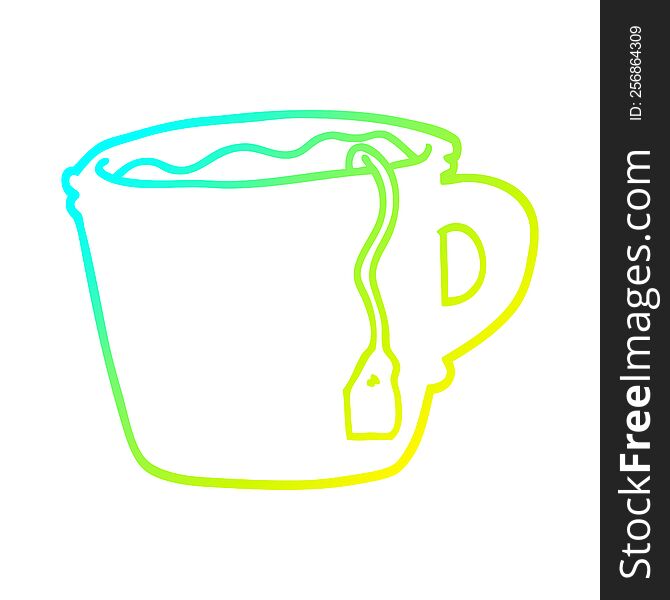 cold gradient line drawing of a cartoon hot cup of tea