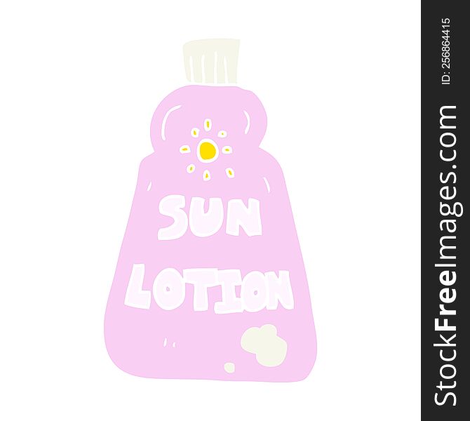 Flat Color Illustration Of A Cartoon Sun Lotion