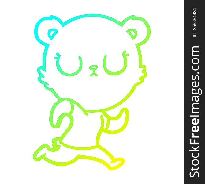 cold gradient line drawing peaceful cartoon bear running