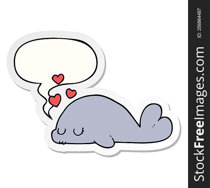 Cute Cartoon Dolphin And Speech Bubble Sticker
