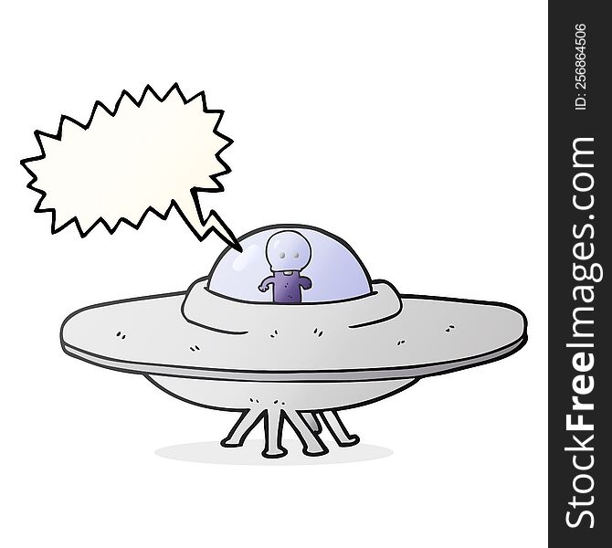 freehand drawn speech bubble cartoon alien flying saucer