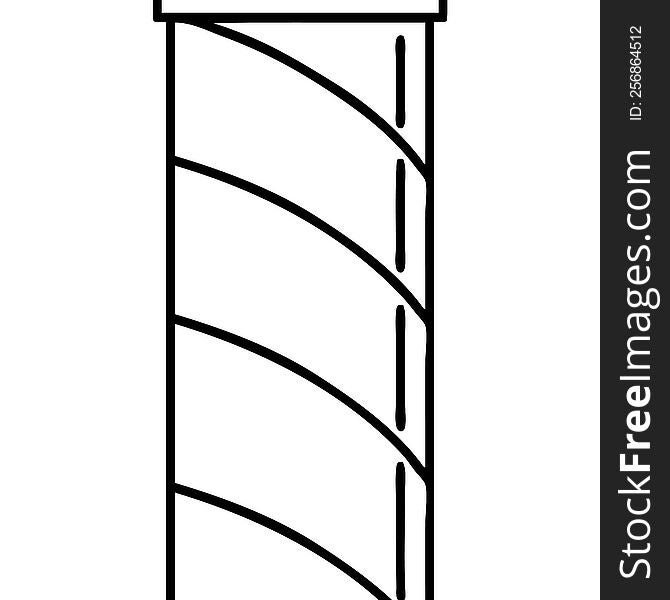 tattoo in black line style of a barbers pole. tattoo in black line style of a barbers pole