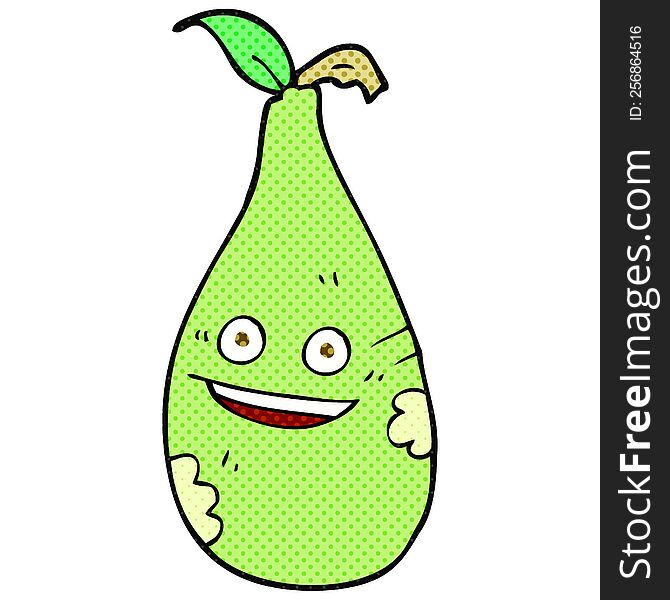 Comic Book Style Cartoon Pear