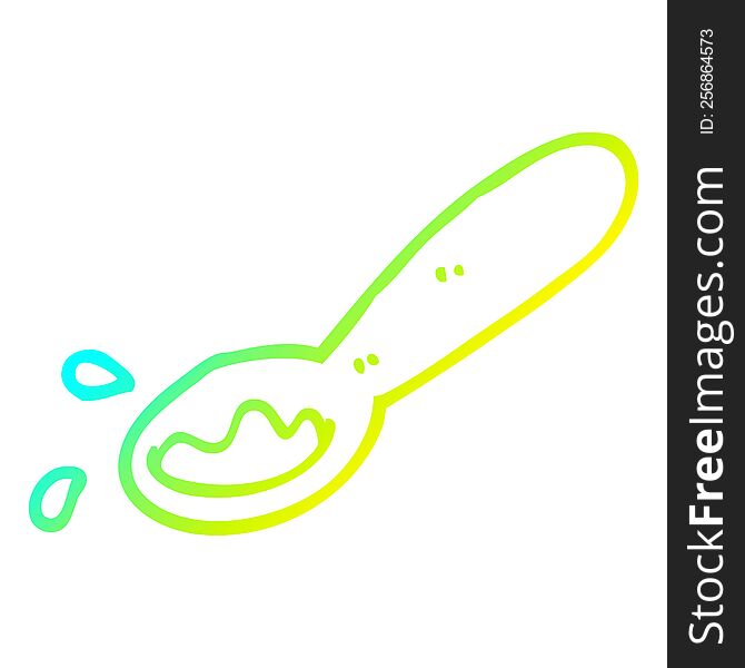 Cold Gradient Line Drawing Cartoon Ladle Of Food