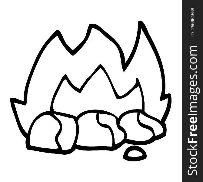 black and white cartoon burning coals